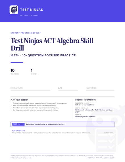 Cover page of the Algebra PDF