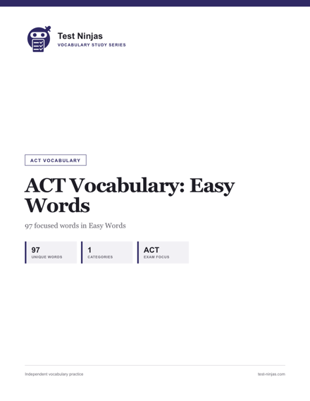 Cover page of the ACT Easy Words guide PDF