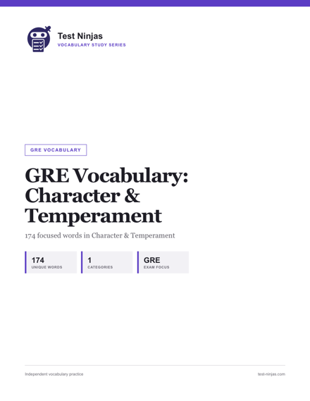 Cover page of the Character & Temperament guide PDF