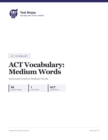 Cover page of the ACT Medium Words guide PDF