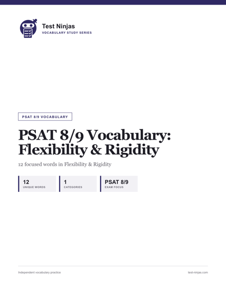 Cover page of the PSAT 8/9 Flexibility and Rigidity vocabulary guide PDF